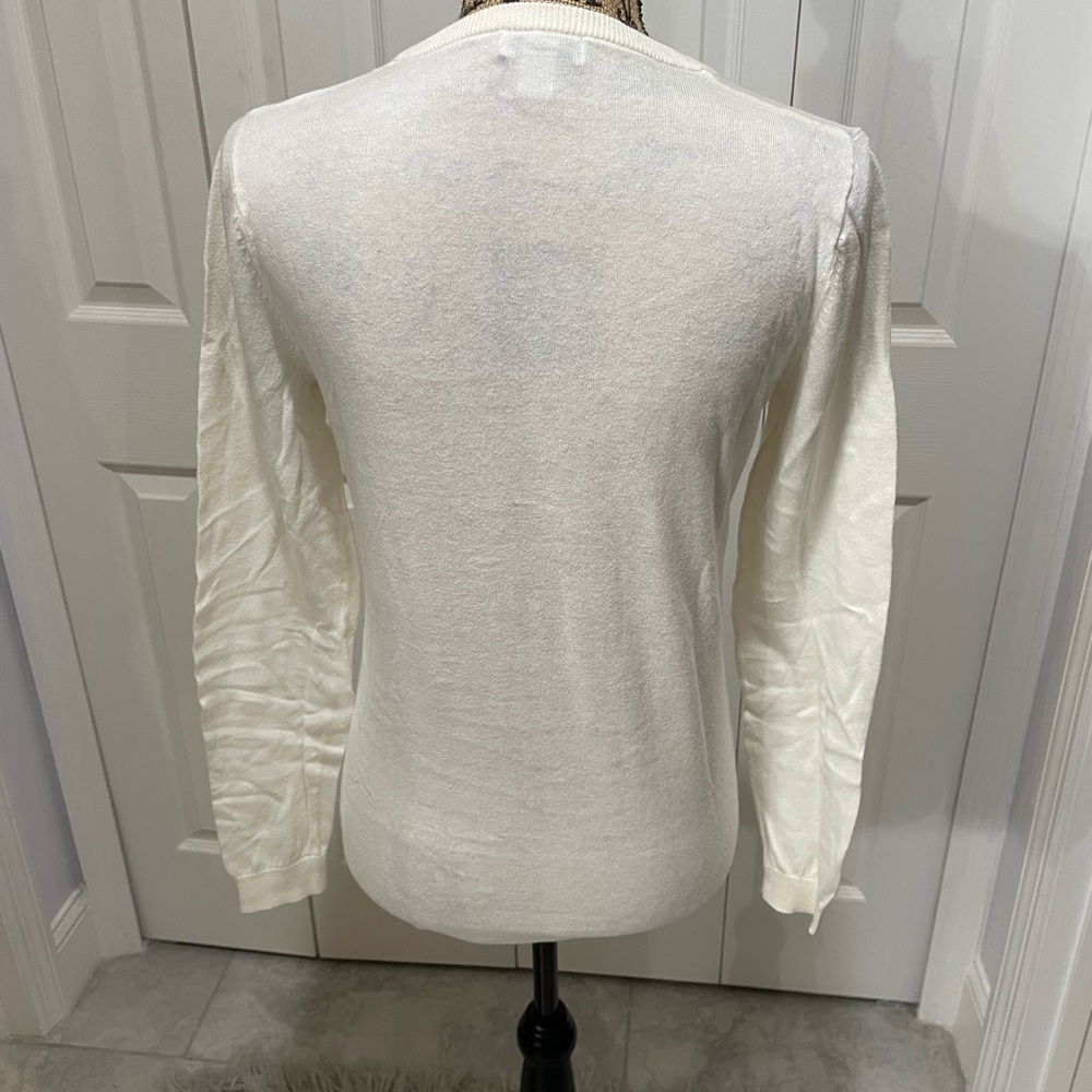 Old Navy Cream Long Sleeve Light Weight Sweater Sz M - Picture 5 of 12